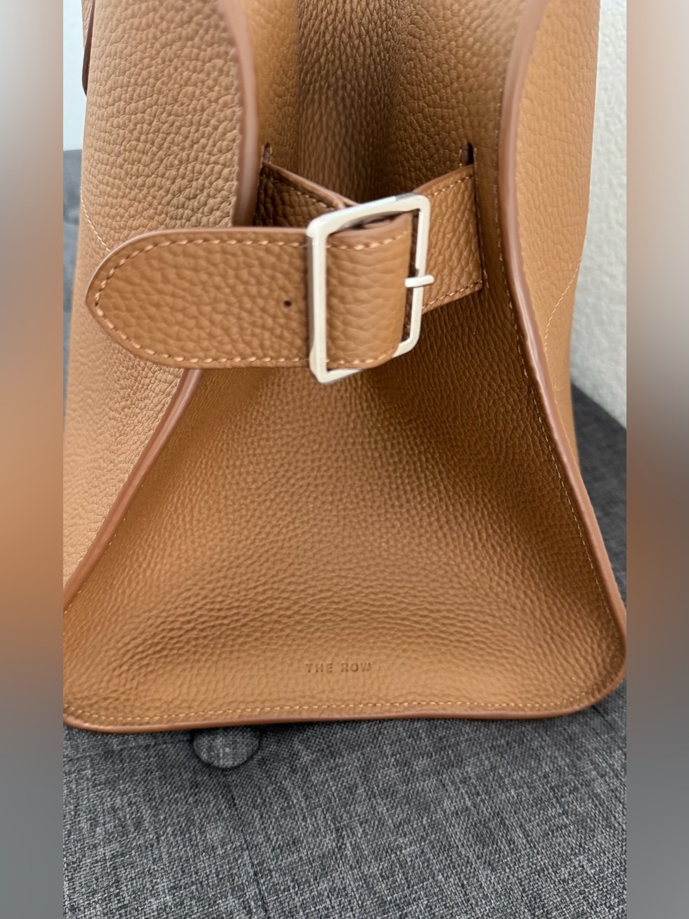 The Row Pebbled Leather Satchel in Cognac Brown - Picture 4 of 7